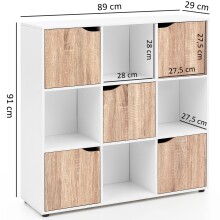 Standregal >MASSA< in Weiß / Sonoma Eiche Dekor - 89x91x29 (BxHxT)