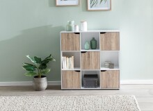 Standregal >MASSA< in Weiß / Sonoma Eiche Dekor - 89x91x29 (BxHxT)
