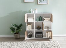 Standregal >MASSA< in Weiß / Sonoma Eiche Dekor - 89x91x29 (BxHxT)