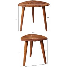 Satztisch >WL5.574< (2er-Set) in Sheesham, Massivholz - 60x54x60cm (BxHxT)