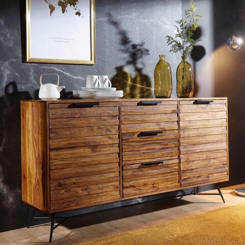 Sideboard >NISHAN< in Sheesham, Massivholz - 160x88x40cm (BxHxT)