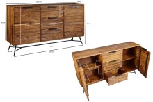 Sideboard >NISHAN< in Sheesham, Massivholz - 160x88x40cm (BxHxT)