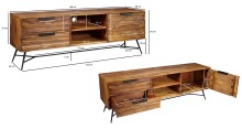 Lowboard >NISHAN< in Sheesham, Massivholz - 160x54x40cm (BxHxT)