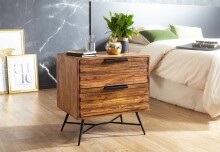 Nachtkommode >NISHAN< in Sheesham, Massivholz - 85x60x40cm (BxHxT)
