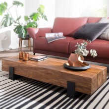 Couchtisch >WL5.597< in Sheesham, Massivholz - 115x22x44cm (BxHxT)
