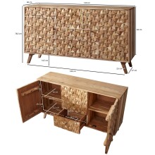 Sideboard >REWA< in Akazie, Massivholz - 140x79x40cm (BxHxT)