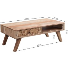 Couchtisch >REWA< in Akazie, Massivholz - 95x35x50cm (BxHxT)