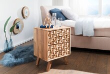 Nachtkommode >REWA< in Akazie, Massivholz - 44x61x35cm (BxHxT)