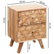 Nachtkommode >REWA< in Akazie, Massivholz - 44x61x35cm (BxHxT)