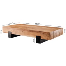 Couchtisch >WL5.602< in Akazie, Massivholz - 130x25x59cm (BxHxT)