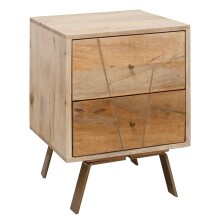 Nachtkommode >SIKAR< in Mango, Massivholz - 40x56x40cm (BxHxT)
