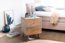 Nachtkommode >SIKAR< in Mango, Massivholz - 40x56x40cm (BxHxT)