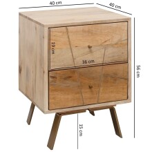 Nachtkommode >SIKAR< in Mango, Massivholz - 40x56x40cm (BxHxT)
