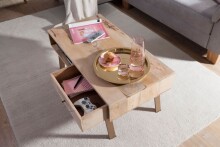 Couchtisch >SIKAR< in Mango, Massivholz - 95x42x50cm (BxHxT)