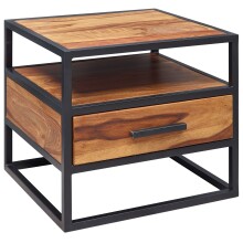 Nachttisch >WL5.624< in Sheesham, Massivholz - 50x45x45cm (BxHxT)