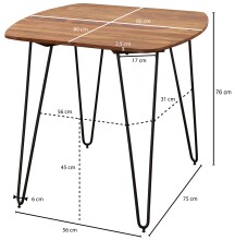 Esstisch >WL5.627< in Sheesham, Massivholz - 80x76x80cm (BxHxT)