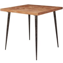 Esstisch >WL5.633< in Akazie, Massivholz Fischgrät-Muster - 80x76x80cm (BxHxT)