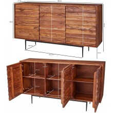 Sideboard >WL5.635< in Sheesham, Massivholz - 150x81x41cm (BxHxT)
