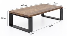Couchtisch >WL5.650< in Sheesham, Massivholz - 115x35x60cm (BxHxT)
