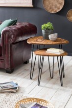 Satztisch >WL5.659< (2er-Set) in Sheesham, Massivholz - 60x56x60cm (BxHxT)