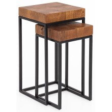 Satztisch >WL5.660< (2er-Set) in Sheesham, Massivholz - 30x60x30cm (BxHxT)