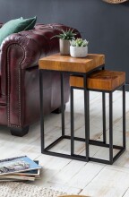 Satztisch >WL5.660< (2er-Set) in Sheesham, Massivholz - 30x60x30cm (BxHxT)