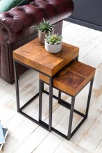 Satztisch >WL5.660< (2er-Set) in Sheesham, Massivholz - 30x60x30cm (BxHxT)