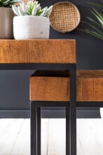 Satztisch >WL5.660< (2er-Set) in Sheesham, Massivholz - 30x60x30cm (BxHxT)
