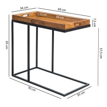 Tabletttisch >WL5.667< in Sheesham, Massivholz - 70x65x34cm (BxHxT)