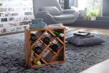 Weinregal >WL5.673< in Sheesham, Massivholz - 40x40x25cm (BxHxT)