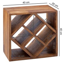 Weinregal >WL5.673< in Sheesham, Massivholz - 40x40x25cm (BxHxT)
