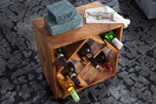 Weinregal >WL5.673< in Sheesham, Massivholz - 40x40x25cm (BxHxT)
