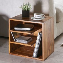 Beistelltisch >WL5.676< in Sheesham, Massivholz - 43x43x30cm (BxHxT)