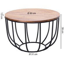 Couchtisch >WL5.677< in Sheesham, Massivholz - 39x60cm (HxD)