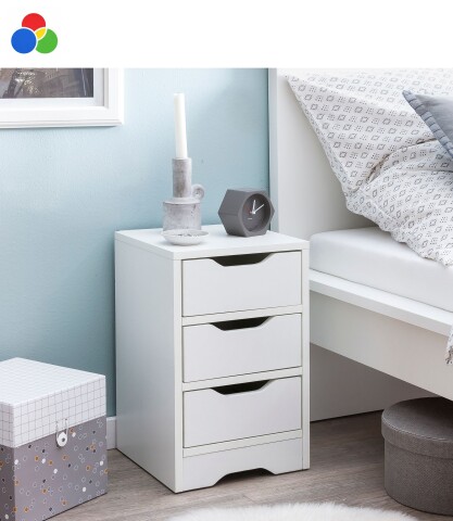 Nachtkommode >WL5.704< in Weiß oder Eiche Dekor, Holzwerkstoff - 31x49x31cm (BxHxT)