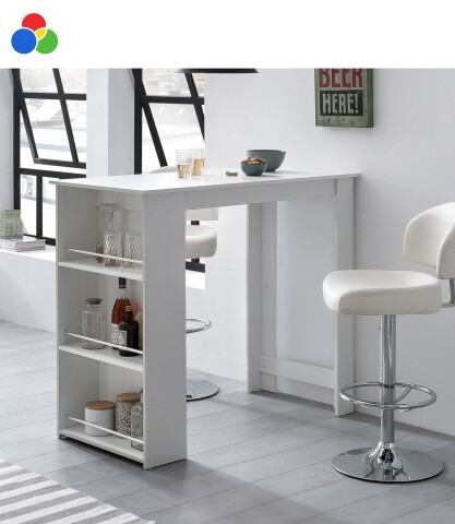 Bartisch >WL5.732< in Weiß oder Eiche Dekor, Holzwerkstoff - 120x107x60cm (BxHxT)