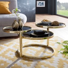 Couchtisch >WL5.767< in Schwarz / Gold, Metall /...