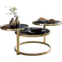 Couchtisch >WL5.767< in Schwarz / Gold, Metall / Glas - 43x58cm (HxD)