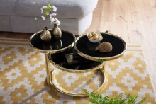 Couchtisch >WL5.767< in Schwarz / Gold, Metall / Glas - 43x58cm (HxD)