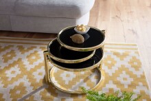 Couchtisch >WL5.767< in Schwarz / Gold, Metall / Glas - 43x58cm (HxD)