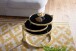 Couchtisch >WL5.767< in Schwarz / Gold, Metall / Glas - 43x58cm (HxD)