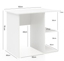 Regal-Schreibtisch >WL5.757< in Weiß, Holzwerkstoff - 82x76x60cm (BxHxT)