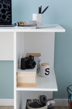 Regal-Schreibtisch >WL5.757< in Weiß, Holzwerkstoff - 82x76x60cm (BxHxT)