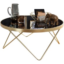 Couchtisch >WL5.786< in Schwarz / Gold, Metall / Glas - 39x82cm (HxD)
