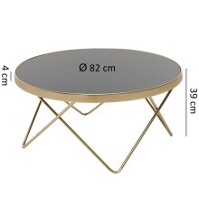 Couchtisch >WL5.786< in Schwarz / Gold, Metall / Glas - 39x82cm (HxD)