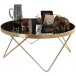 Couchtisch >WL5.786< in Schwarz / Gold, Metall / Glas - 39x82cm (HxD)