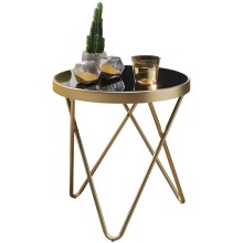 Beistelltisch >PARMA< in Schwarz / Gold, Metall / Glas - 46x42cm (HxD)