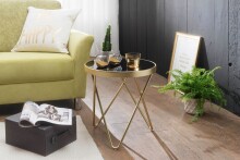 Beistelltisch >PARMA< in Schwarz / Gold, Metall / Glas - 46x42cm (HxD)