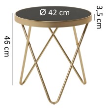 Beistelltisch >PARMA< in Schwarz / Gold, Metall / Glas - 46x42cm (HxD)