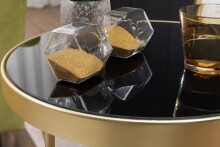 Beistelltisch >PARMA< in Schwarz / Gold, Metall / Glas - 46x42cm (HxD)